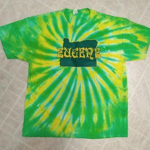 Trippy Eugene Oregon Tie-Dye T-shirt Green Yellow